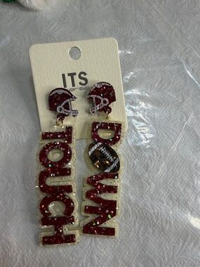 Gameday 'HONOR' and 'DOMIN' Glitter Football Earrings